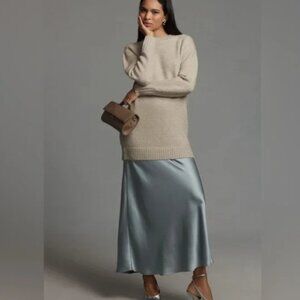 NWT Anthropologie Long-Sleeve Twofer Sweater Slip Midi Dress